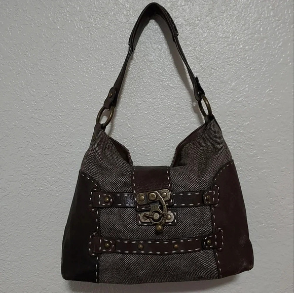 bcbgmaxazria Leather and tweed shoulder bag - Picture 1 of 16